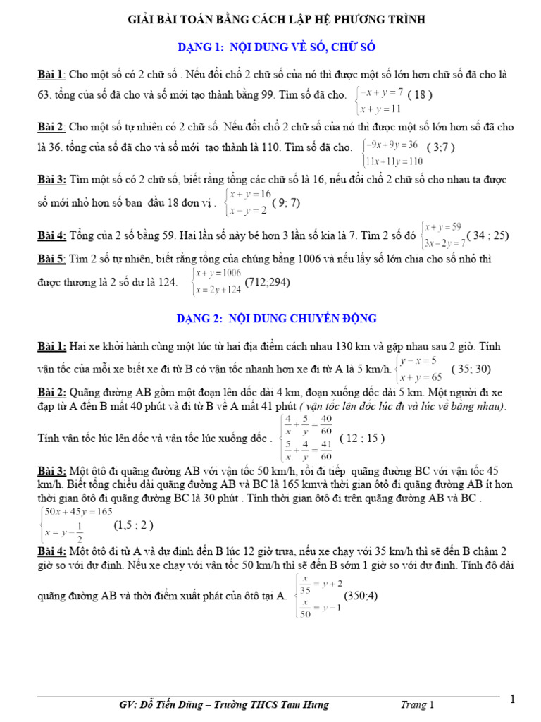 Bai tap giai bai toan bang cach lap he phuong trinh lop 9 co dap an pdf