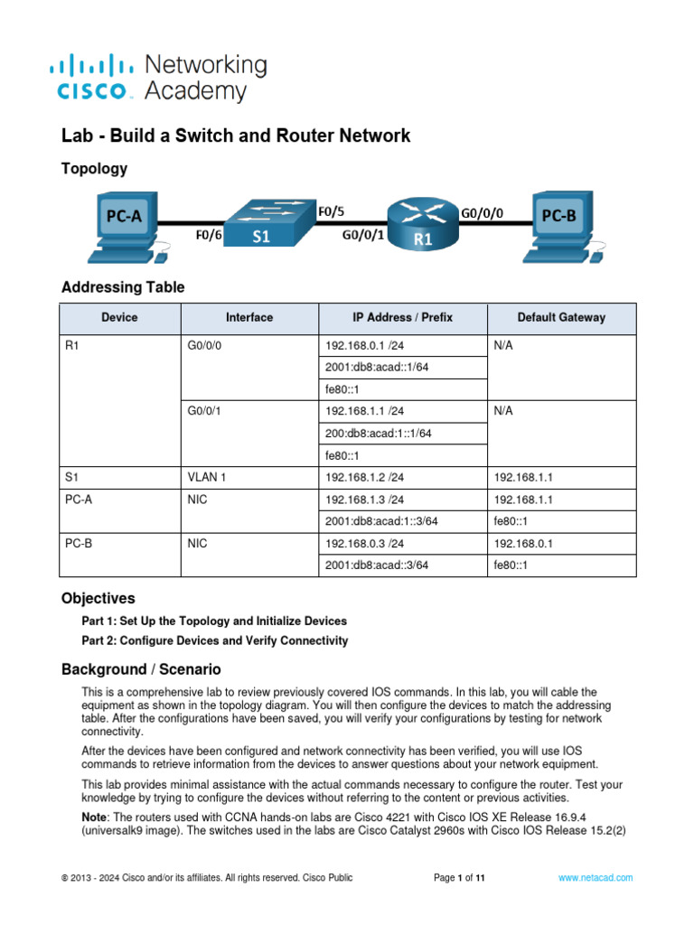 10.4.4 Lab Build A Switch and Router Network | PDF | Ip Address ...