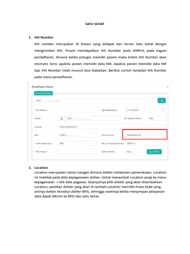 Panduan IHS Number dalam Satu Sehat | PDF