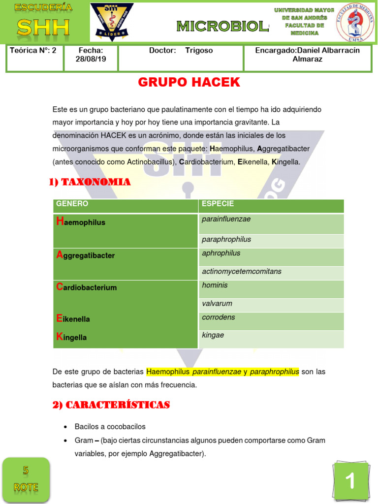 Bacterias HACEK: Características y Tratamiento | PDF | Especialidades ...