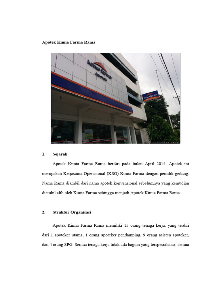 Sejarah dan Struktur Apotek Kimia Farma Rama | PDF
