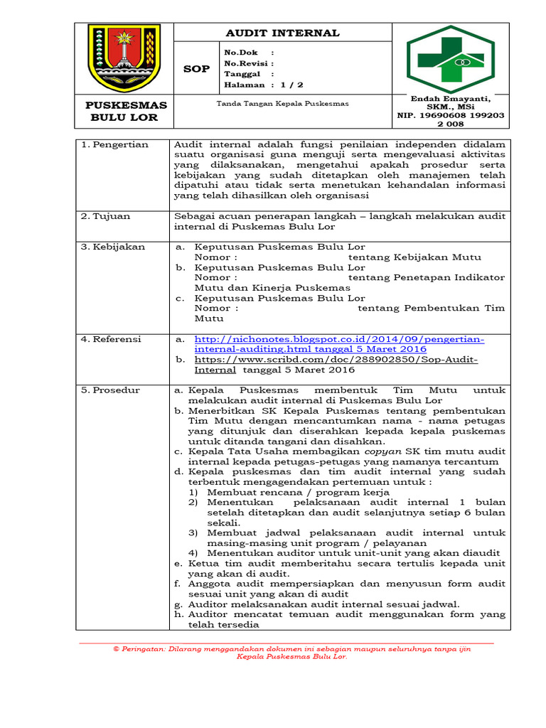 Sop Audit Internal Pdf