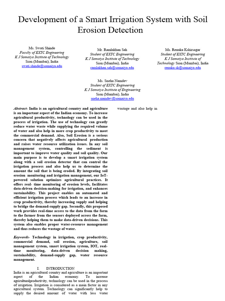 2 - Development of Smart Irrigation System With Soil Erosion Detection ...