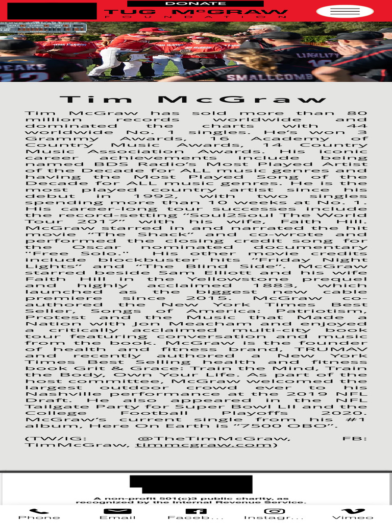 TIM MCGRAW Tug McGraw Foundation | PDF