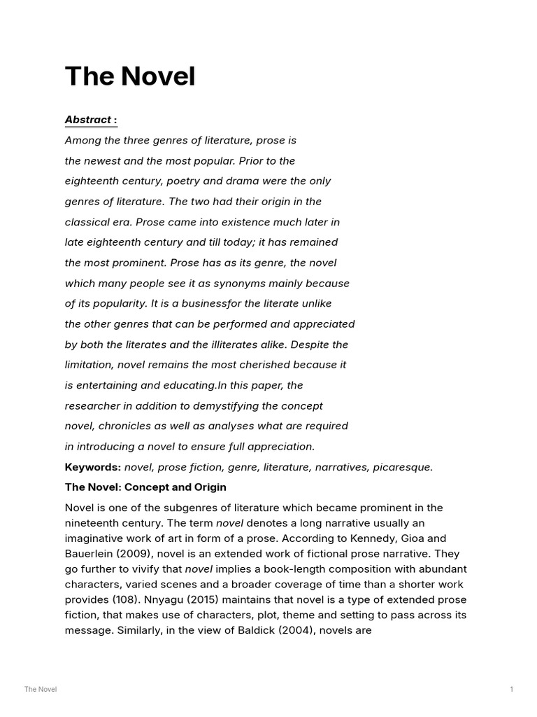 Understanding the Novel's Essence | PDF | Narration | Novels