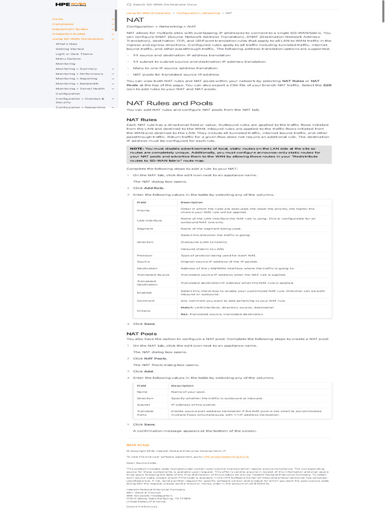 NAT - SD-WAN Orchestrator Docs | PDF | Ip Address | Computer Network