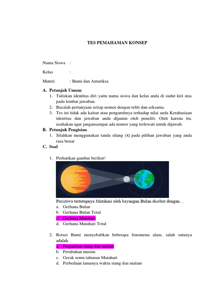 Jawaban TES Pemahaman Konsep | PDF