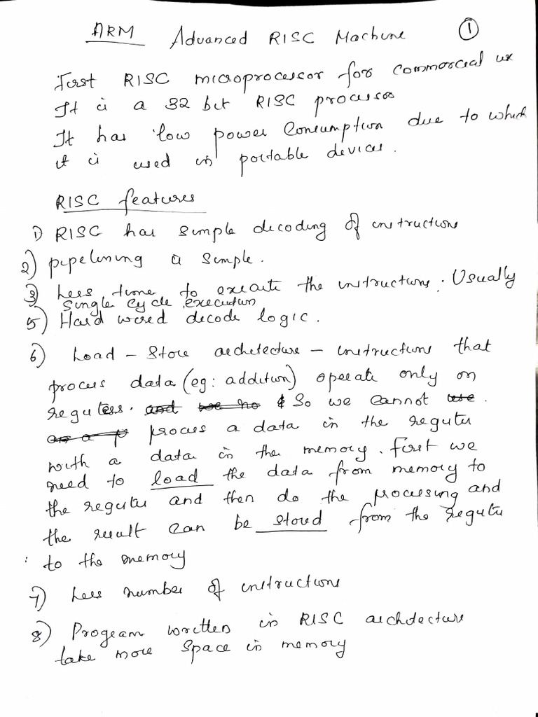 Arm processor notes pdf