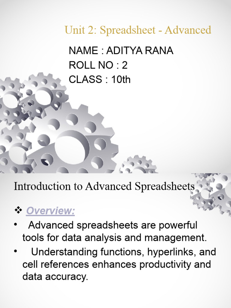 Unit 2 Spreadsheet Advanced | PDF