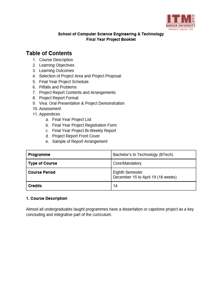 Final Year Project Guide for BTech Students | PDF | Thesis | Citation