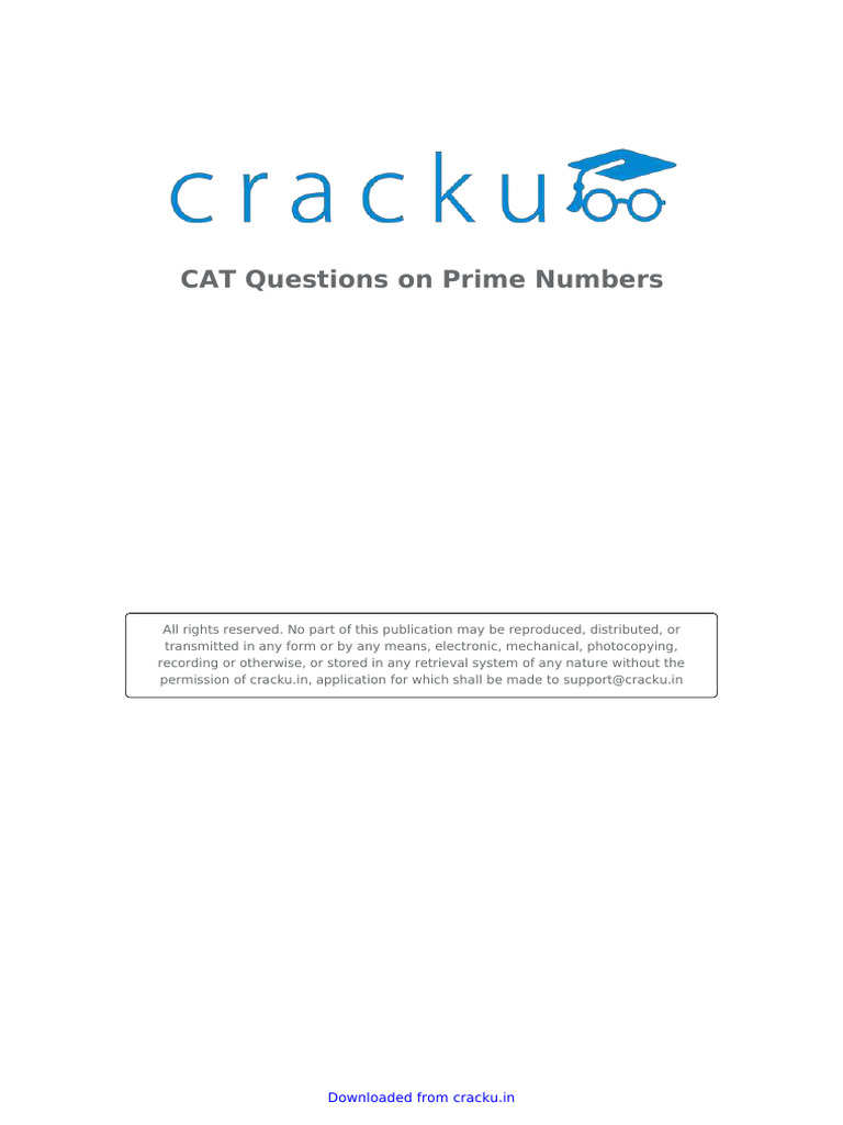 CAT Questions On Prime Numbers PDF Numbers Prime Number