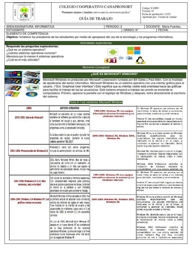 Informatica II Periodo 6° | PDF | Ventana (informática) | Archivo de ...