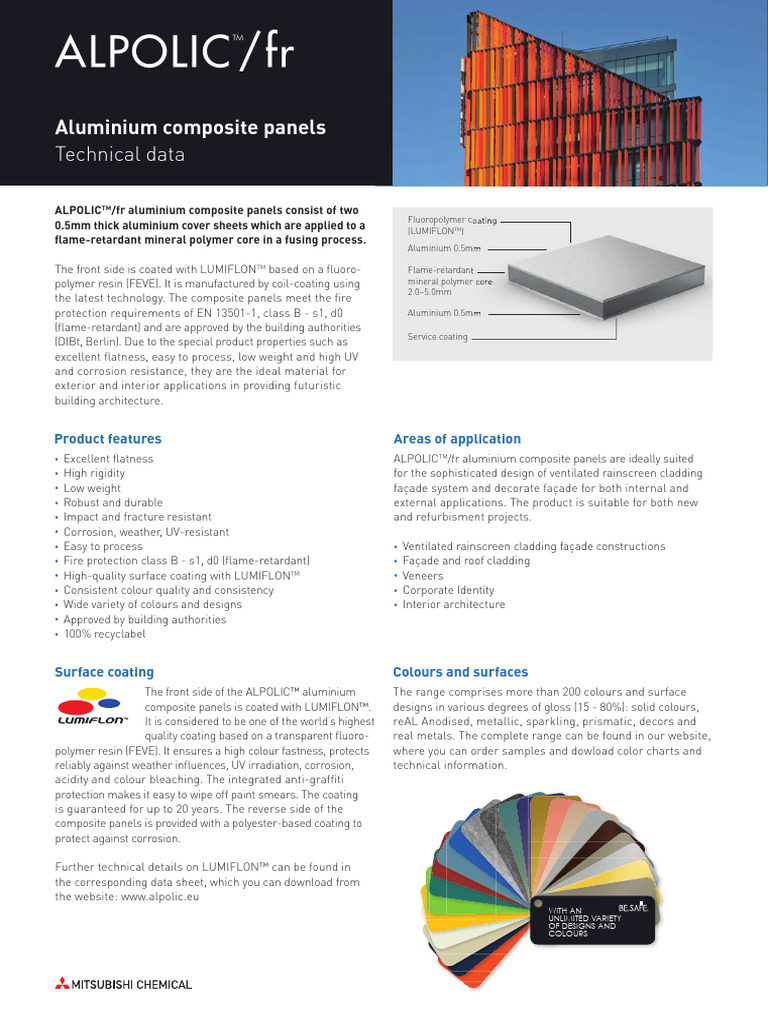 Technical Datasheet ALPOLIC FR RZ | PDF | Secondary Sector Of The ...