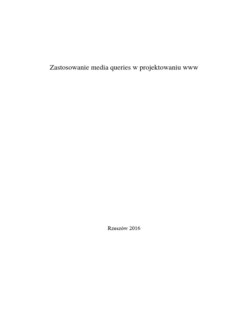 Zastosowanie Media Queries W Projektowaniu WWW | PDF