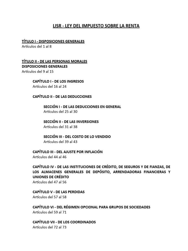 Esquema Ley Del Impuesto Sobre La Renta | PDF | Impuesto sobre la renta ...