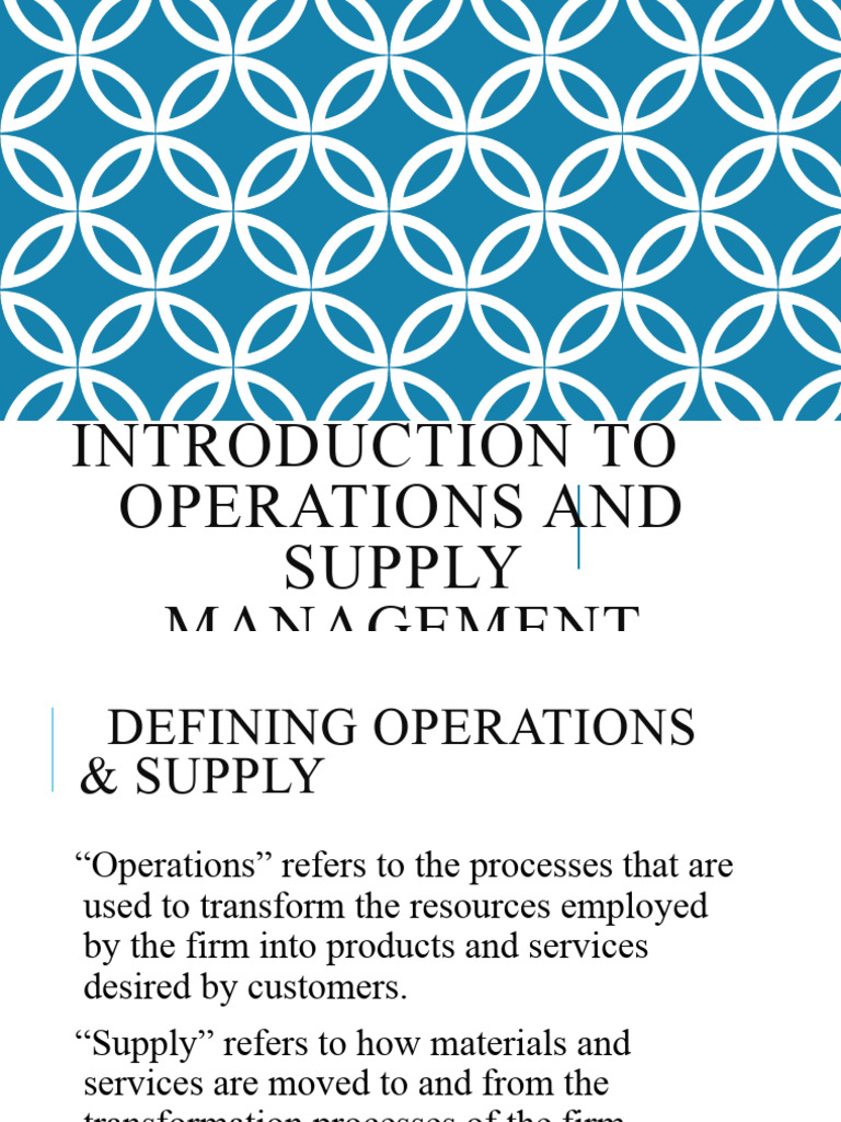 Ch 1 Introduction To Om Pdf Supply Chain Customer