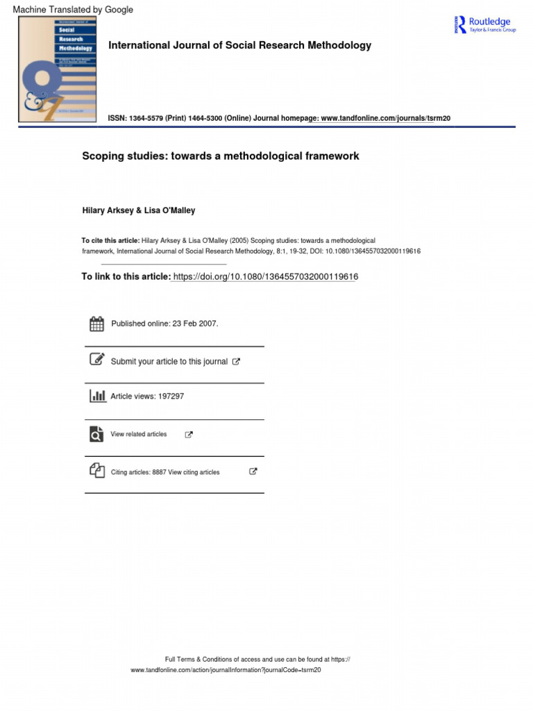 Scoping Studies Towards A Methodological Framework | PDF | Systematic ...