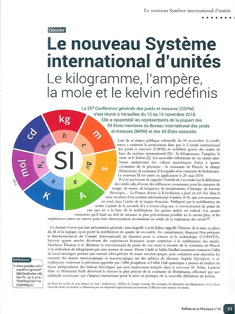 Article Issu de Reflets de La Physique - Le Nouveau Système Des Unités ...
