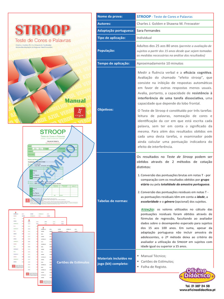 Teste de Stroop: Cores e Palavras | PDF