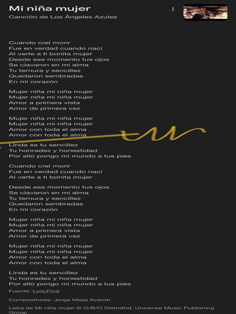 Letra Mi Niña Mujer Los Ángeles Azules FT Ha Ash - Buscar Con Google | PDF