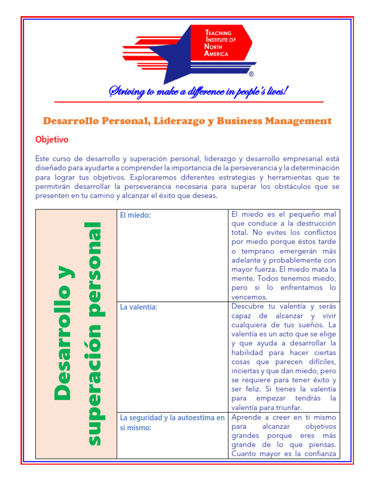 Curso de Liderazgo y Desarrollo Personal | PDF | Desarrollo personal ...