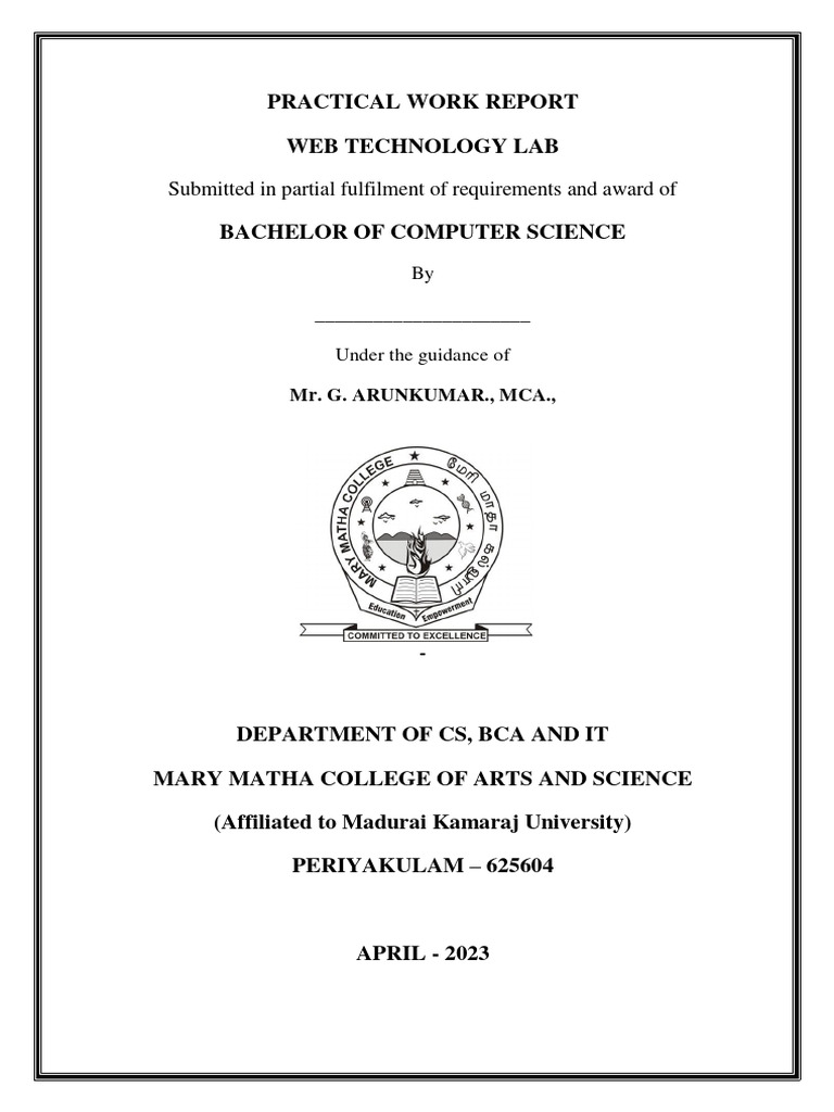 Web Technology Lab Practical Report | PDF | Java Script | Html