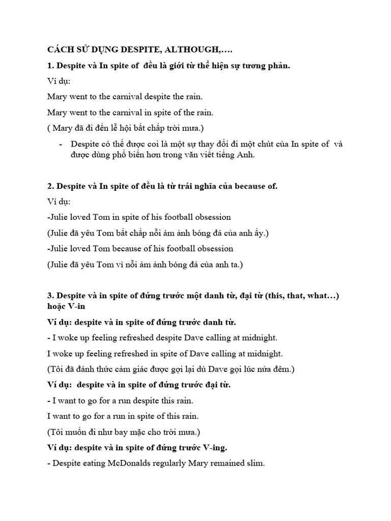 Cách S D NG Despite | PDF