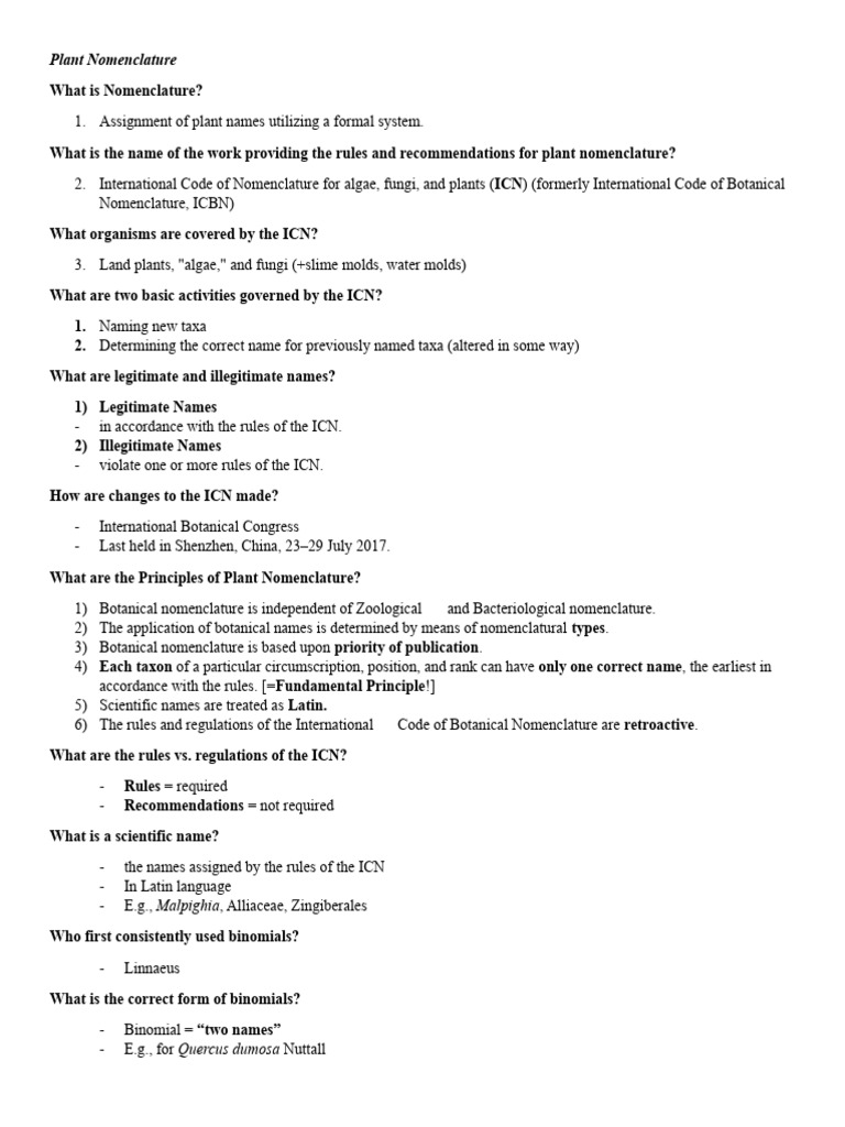 Plant and Animal Nomenclature | PDF | Botanical Nomenclature | Genus
