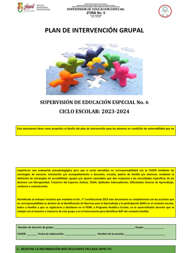 PLAN DE INTERVENCIÓN GRUPAL 2023.2024 | Descargar gratis PDF ...