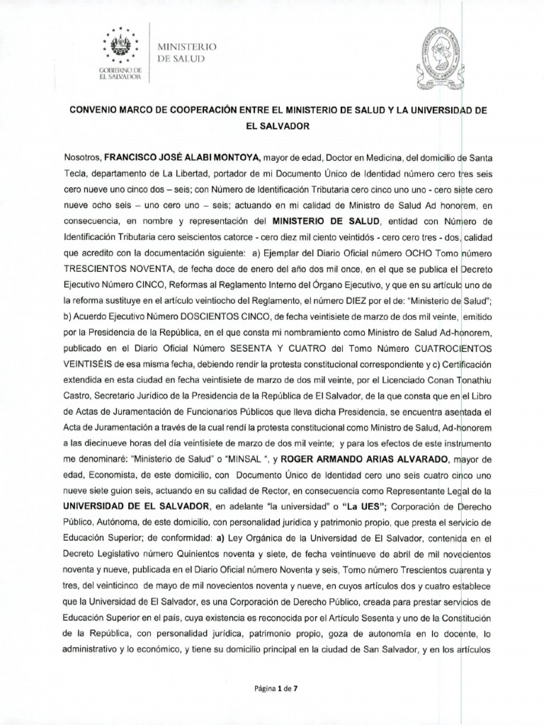 Convenio Salud y UES en El Salvador | PDF | Institución | El Salvador