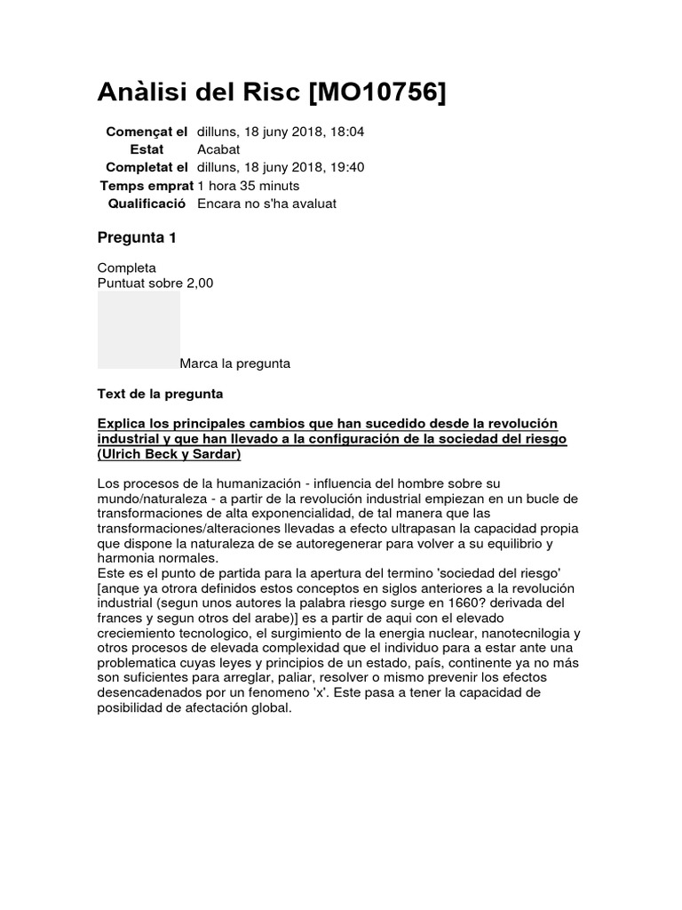 Exame Anàlisi Del Risc Né | PDF | Riesgo | Incertidumbre