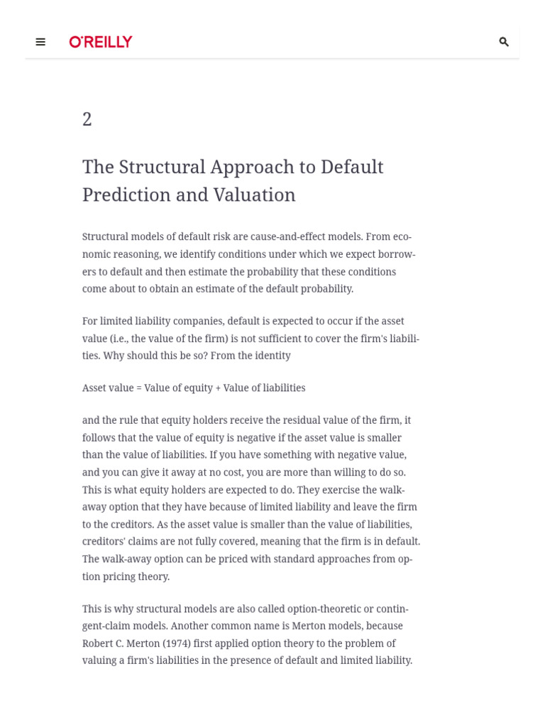 Structural Models for Default Prediction | PDF | Black–Scholes Model ...