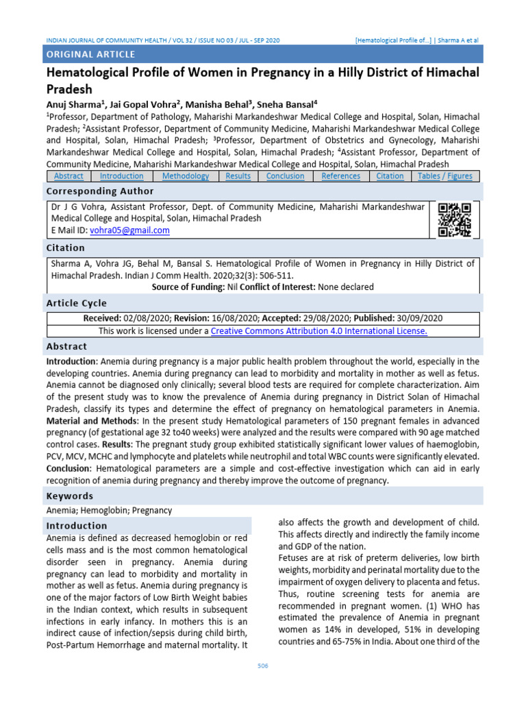 Chiefeditor,+08.+1751+Layout+OA+Final+ +done | PDF | Anemia | Pregnancy