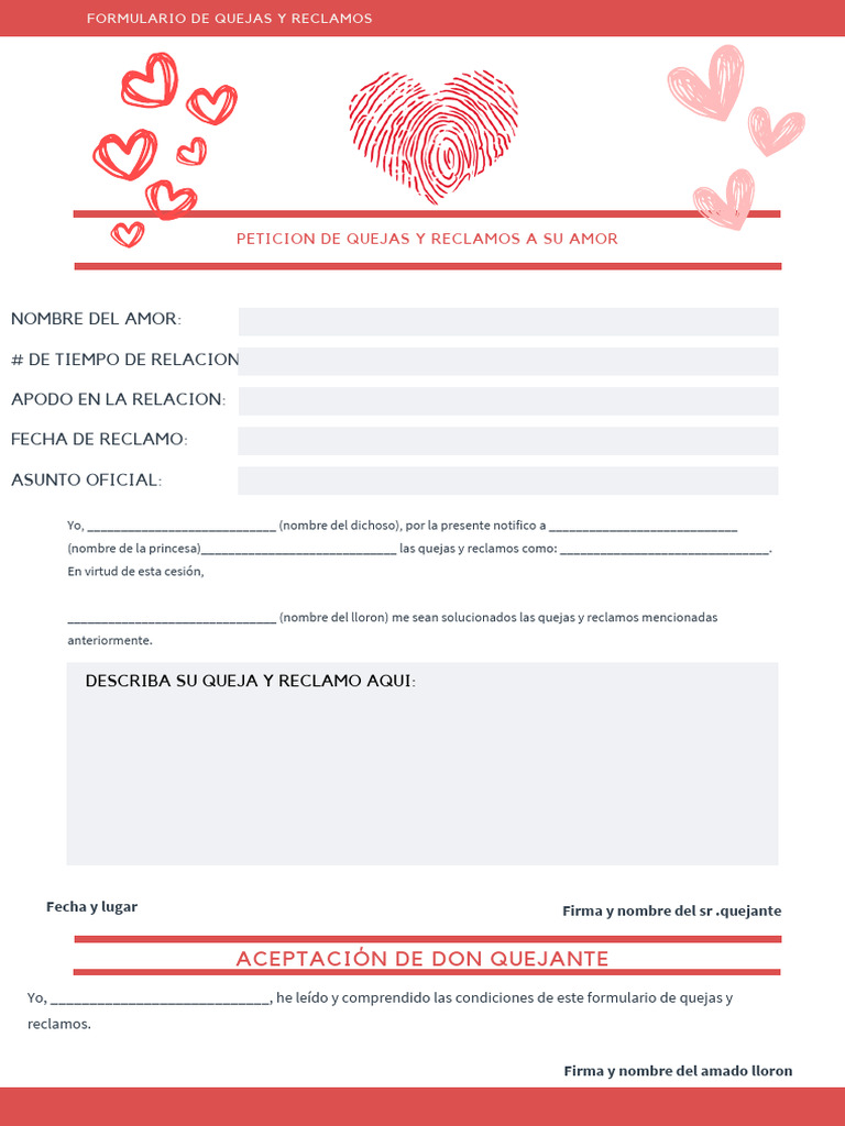 Solicitud Quejas y Reclamos A Su Amada | PDF, image size:768x1024