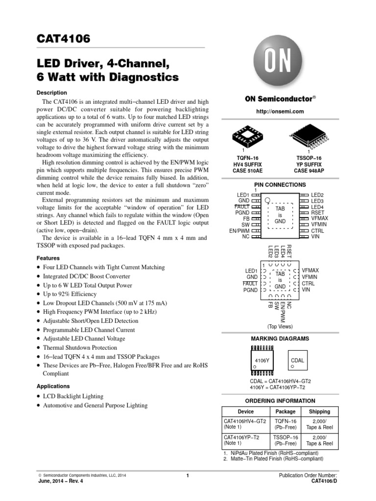 CI SMD - CAT4106HV4-GT2 - Driver de Iluminação Do Display - Marking ...