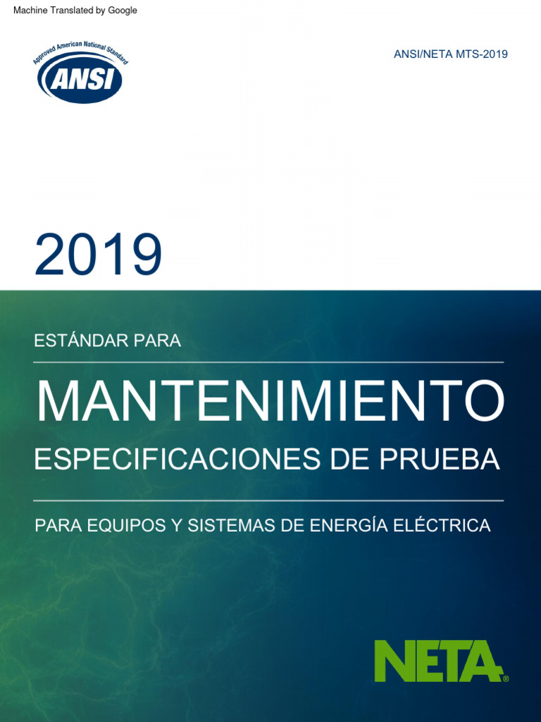 Especificaciones ANSI/NETA MTS-2019 | PDF | Aislador (Electricidad ...