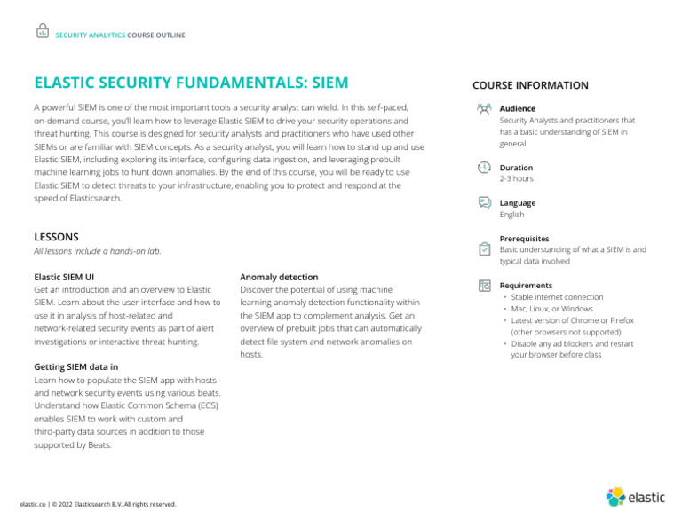 Elastic Security Fundamentals Siem Pdf Mobile App Computing