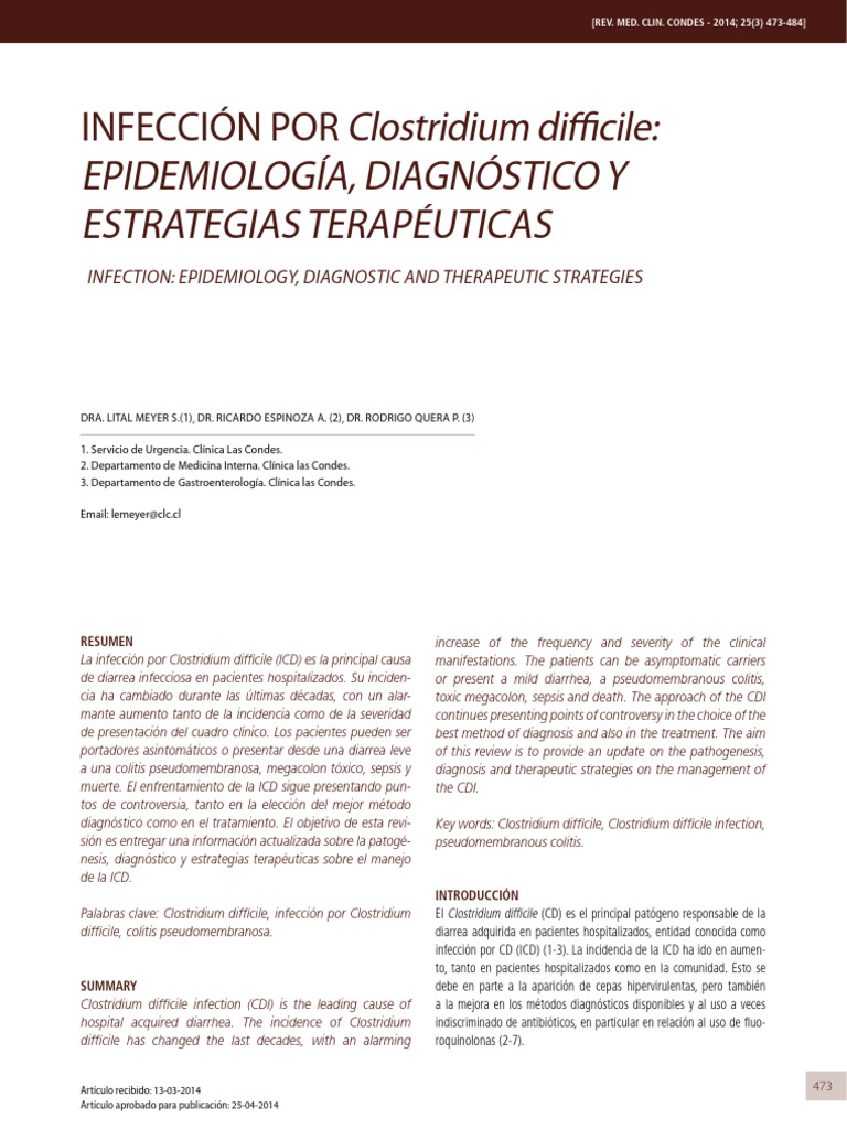 Infeccion Por C Difficile | PDF | Medicina CLINICA | Especialidades Medicas