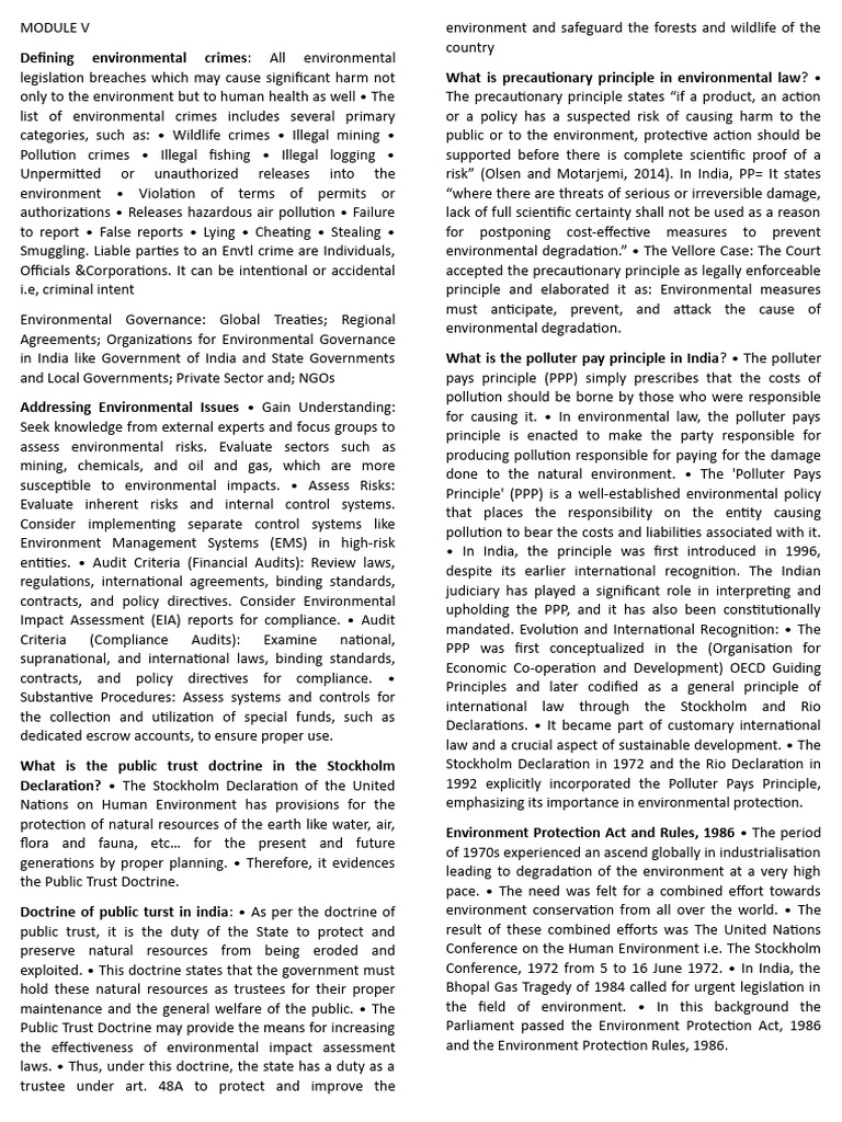 ENVT Exam Notes | PDF | Environmental Law | Environmental Protection