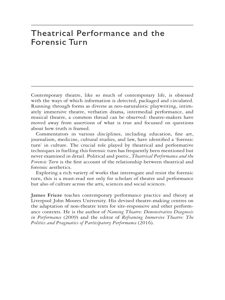 Theatrical Performance and The Forensic | PDF | Forensic Science | Truth