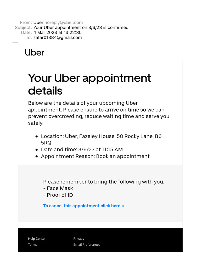 Your uber appointment on 3623 is confirmed pdf