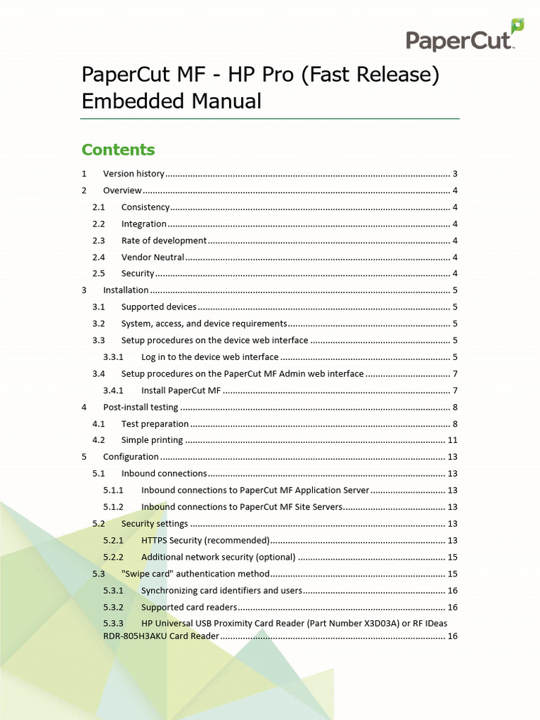 PaperCut MF - HP Pro Fast Release Embedded Manual - 2020-05-15 | PDF ...