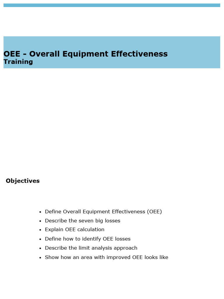 OEE and Limit Analysis | PDF