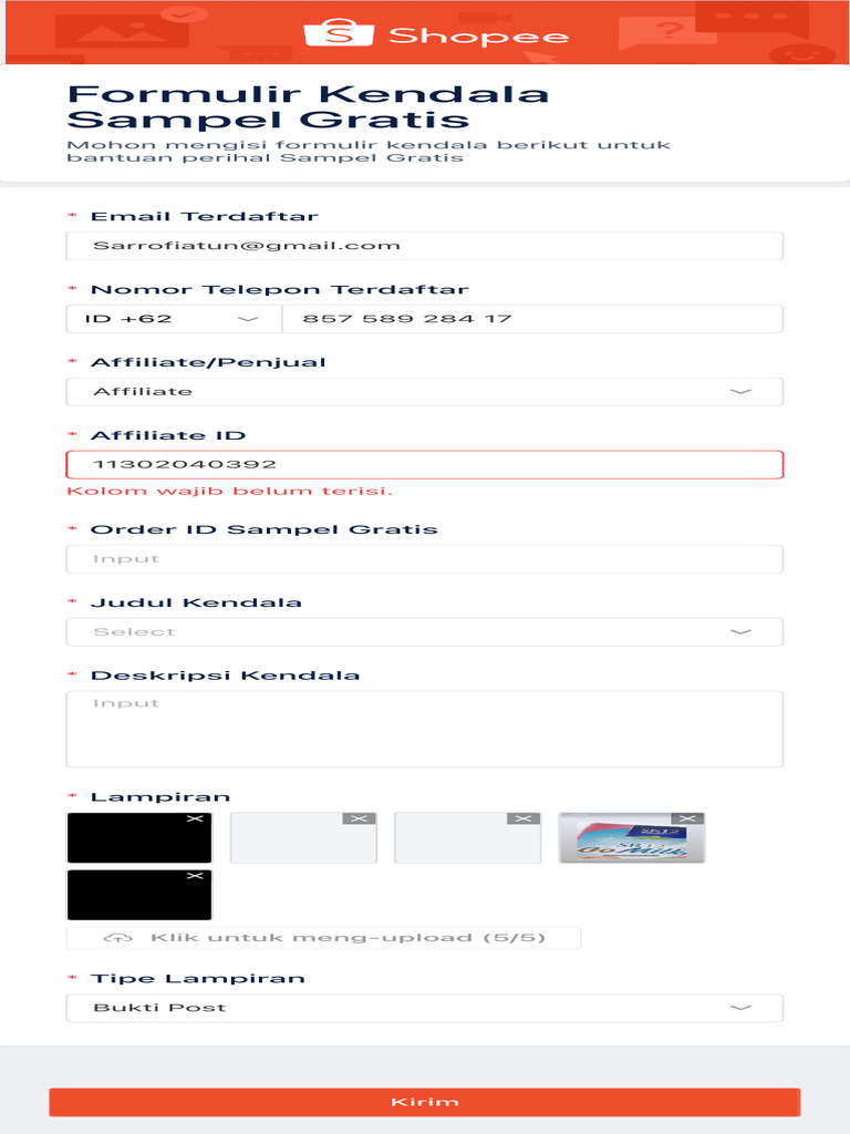 Formulir Kendala Sampel Gratis PDF