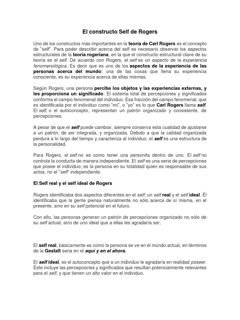 El Constructo Self de Rogers | PDF | Experiencia | Percepción