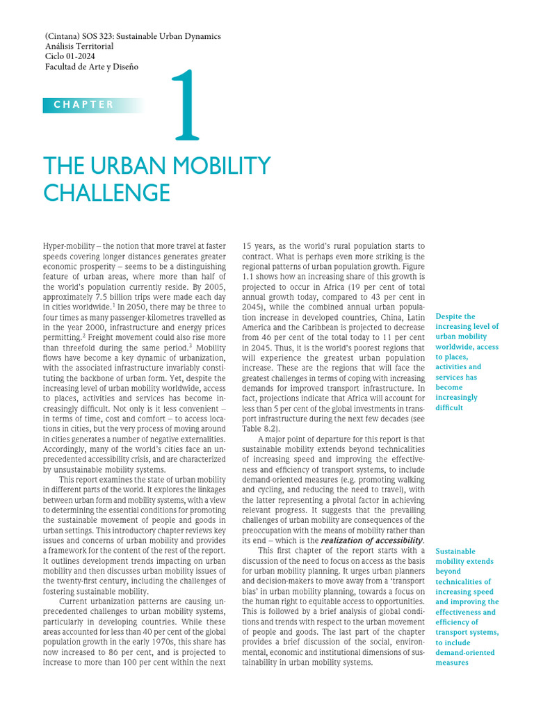 Planning And Design For Sustainable Urban Mobility Clase1 Lectura Asu