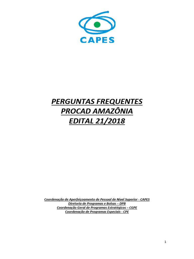 Perguntas Frequentes sobre PROCAD Amazônia | PDF | Visto para viagem ...