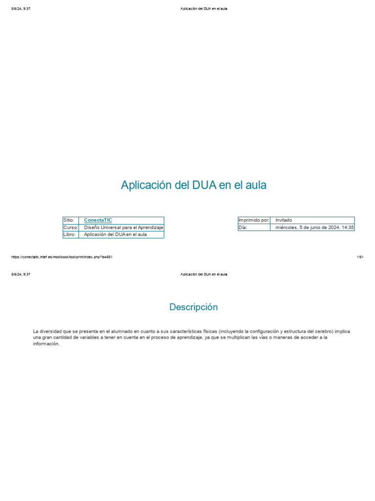 Aplicación Del DUA en El Aula | PDF | Aprendizaje | Plan de estudios