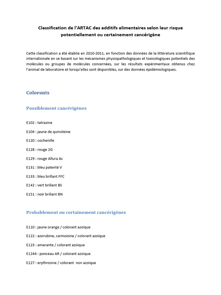 Risques cancérigènes des additifs E216 et E218 | PDF | Carcinogène ...