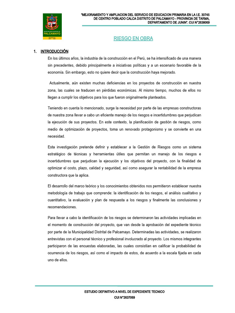06 Gestion De Riesgo Pdf Riesgo Planificación